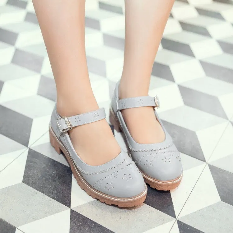 Women's Hollow Out Mary Jane Chunky Heel Sandals Fall Sandals