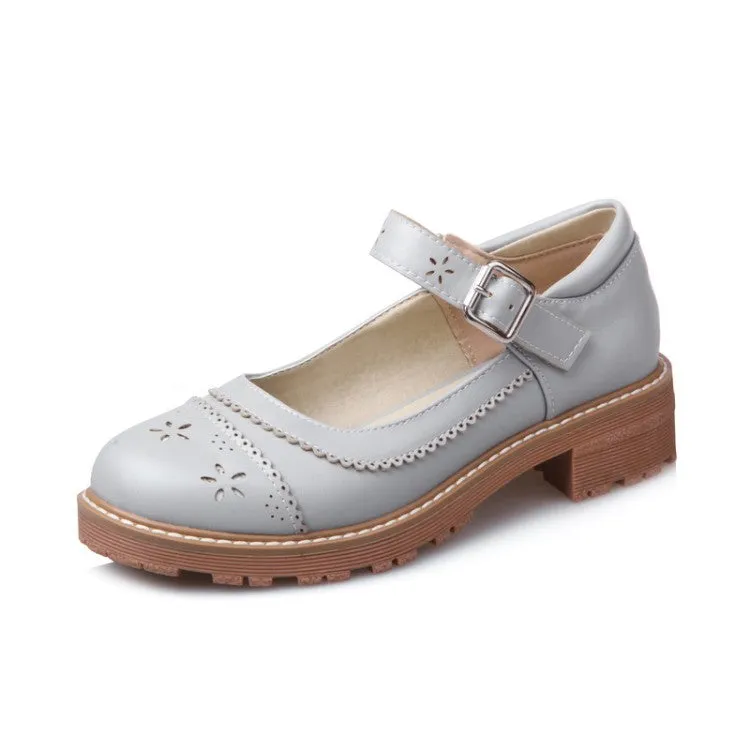 Women's Hollow Out Mary Jane Chunky Heel Sandals Sandals All Inclusive