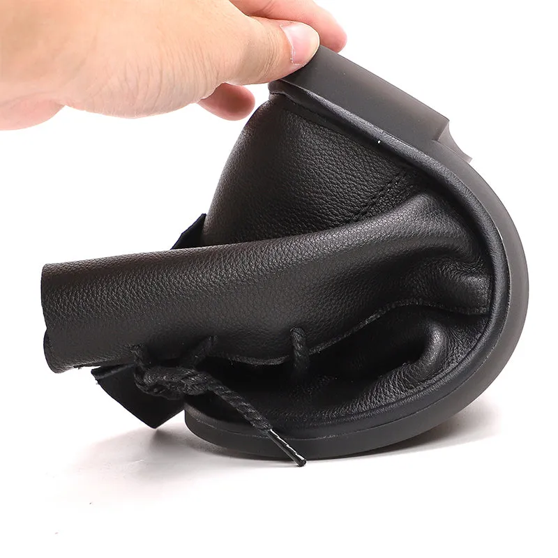 Women's Leather Barefoot Booties Round Toe Lace-Up Flat Ankle Boots Brown/Black/Coffee Soge Oxford