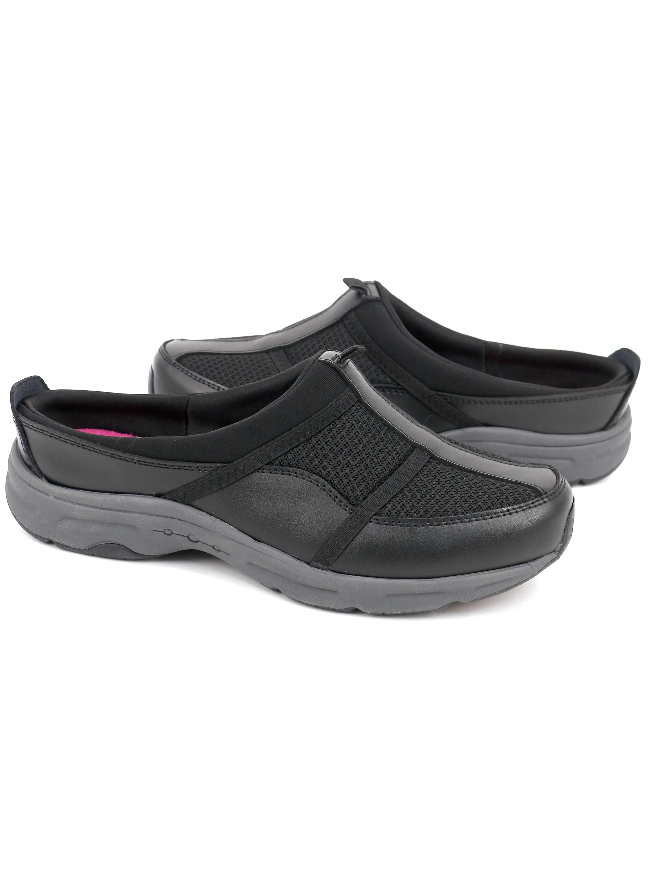 Flat Heel Shoes Women's Leather Slip on Mule Sneakers,Black