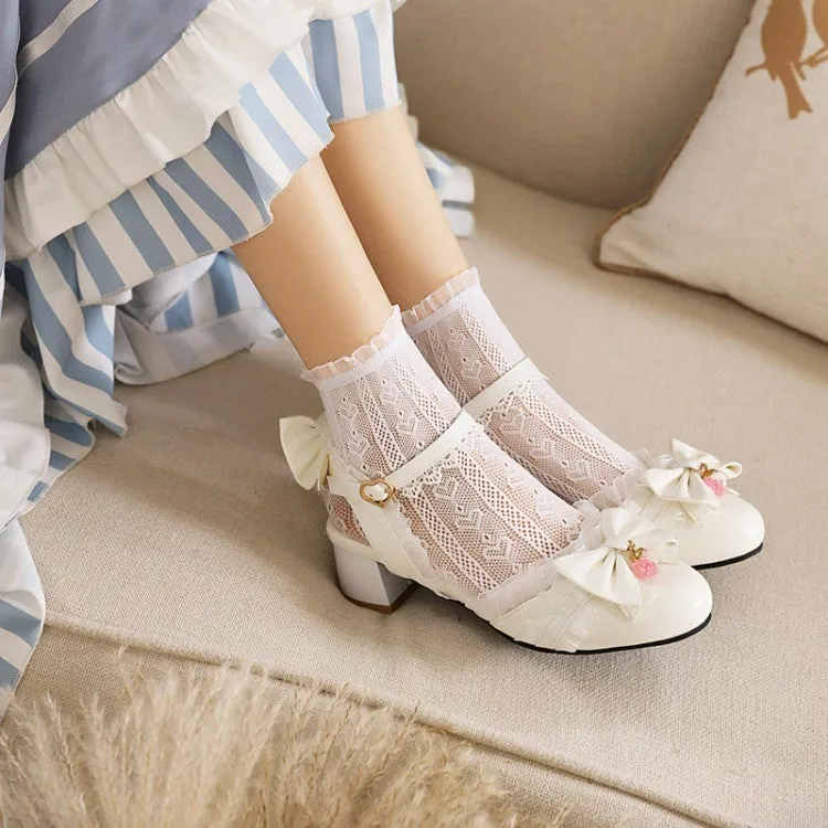 Sandals Beach Resort St Lucia Women's Lolita Closed Toe Lace Butterfly Knot Block Heel Sandals