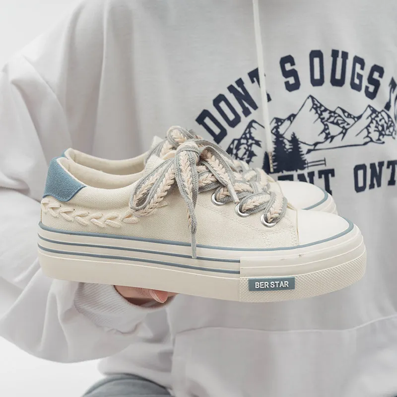 1980s Sneakers Womens Low-top Canvas Lace-up Sneakers