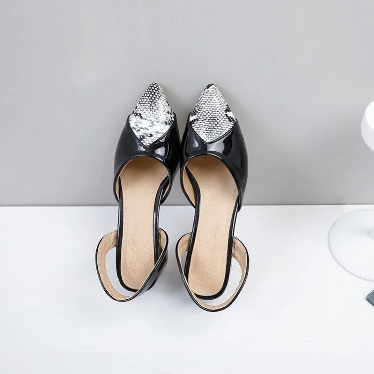 Women's Mid Heel Slingbacks Sandals Leather Slip On Sandals