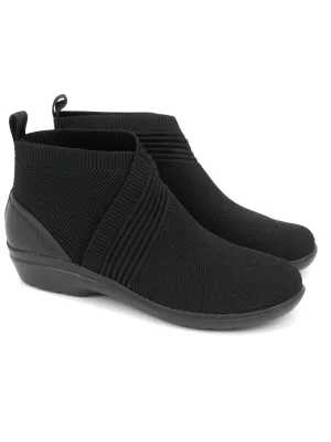 Shoes For Flat Feet Arch Support Women's Mid Knit Cushioned Ankle Boots,Black