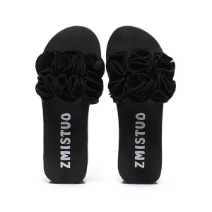 Women's Outdoor Comfort Platform Wedges with Flower On Strap Total Arch Support Flip Flops