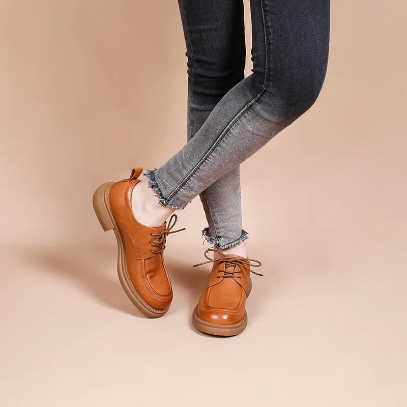 Oxfords For Wide Feet Women's Oxford Derby Shoes Handmade Vegetable Tanned Leather in Khaki/Brown/Black