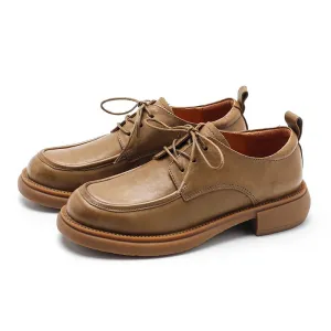 Lower East Side Oxfords Women's Oxford Derby Shoes Handmade Vegetable Tanned Leather in Khaki/Brown/Black