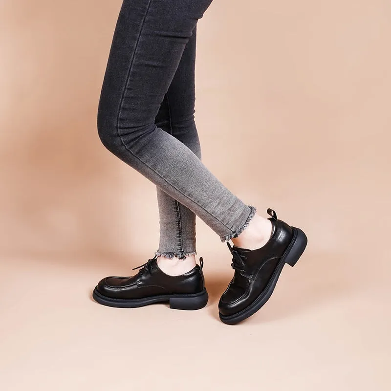 Women's Oxford Derby Shoes Handmade Vegetable Tanned Leather in Khaki/Brown/Black Fletcher Moc Toe Oxfords