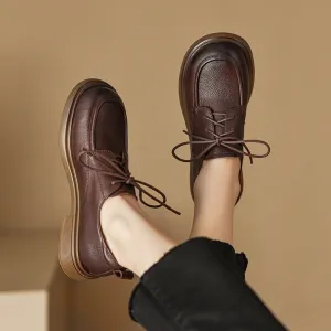 Women's Oxford Derby Shoes Hanmdmade Round Toe Lace Up Leather Shoes in Coffee/Brown Patricia Nash Parma Heeled Oxfords