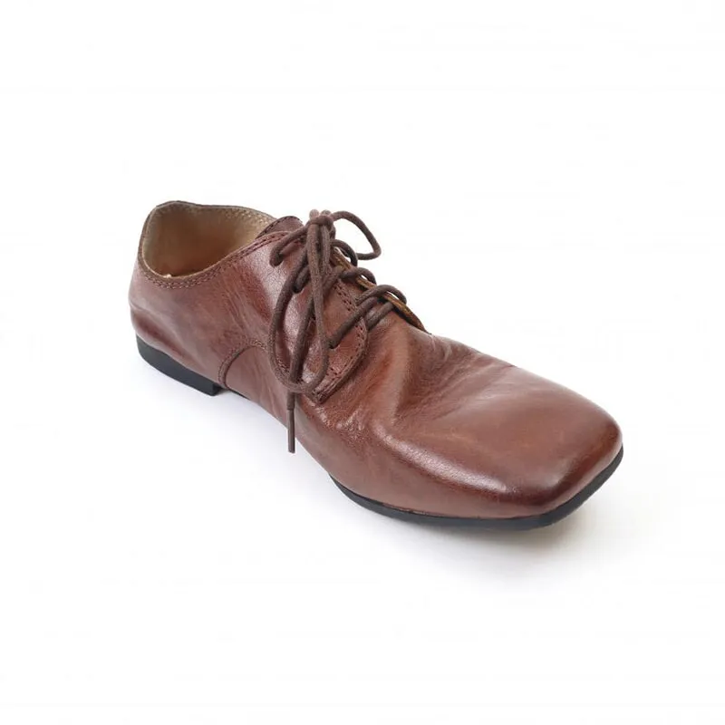 Original Grand Oxford Women's Oxford Derby Shoes Soft Round Toe Lace Up Leather Shoes in Black/Brown/White