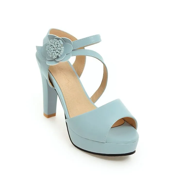 Women's Peep Toe Ankle Strap Flora Deco High Heel Platform Sandals Best Water Hiking Sandals