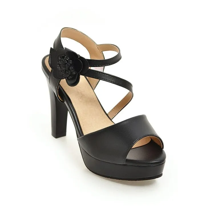 Women's Peep Toe Ankle Strap Flora Deco High Heel Platform Sandals Target Wedge Sandals