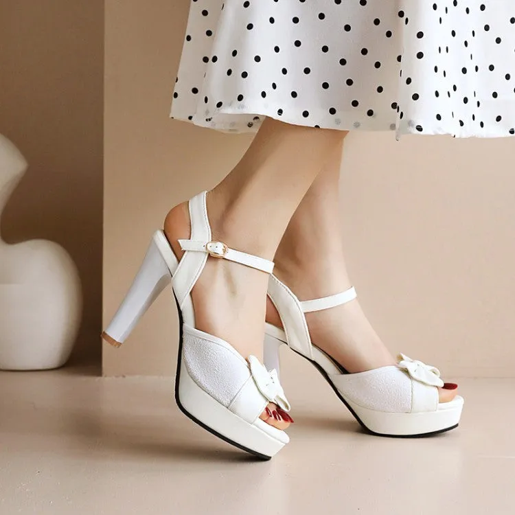 Women's Peep Toe Rhinestone Butterfly Knot High Heel Platform Sandals Celine Triomphe Sandals