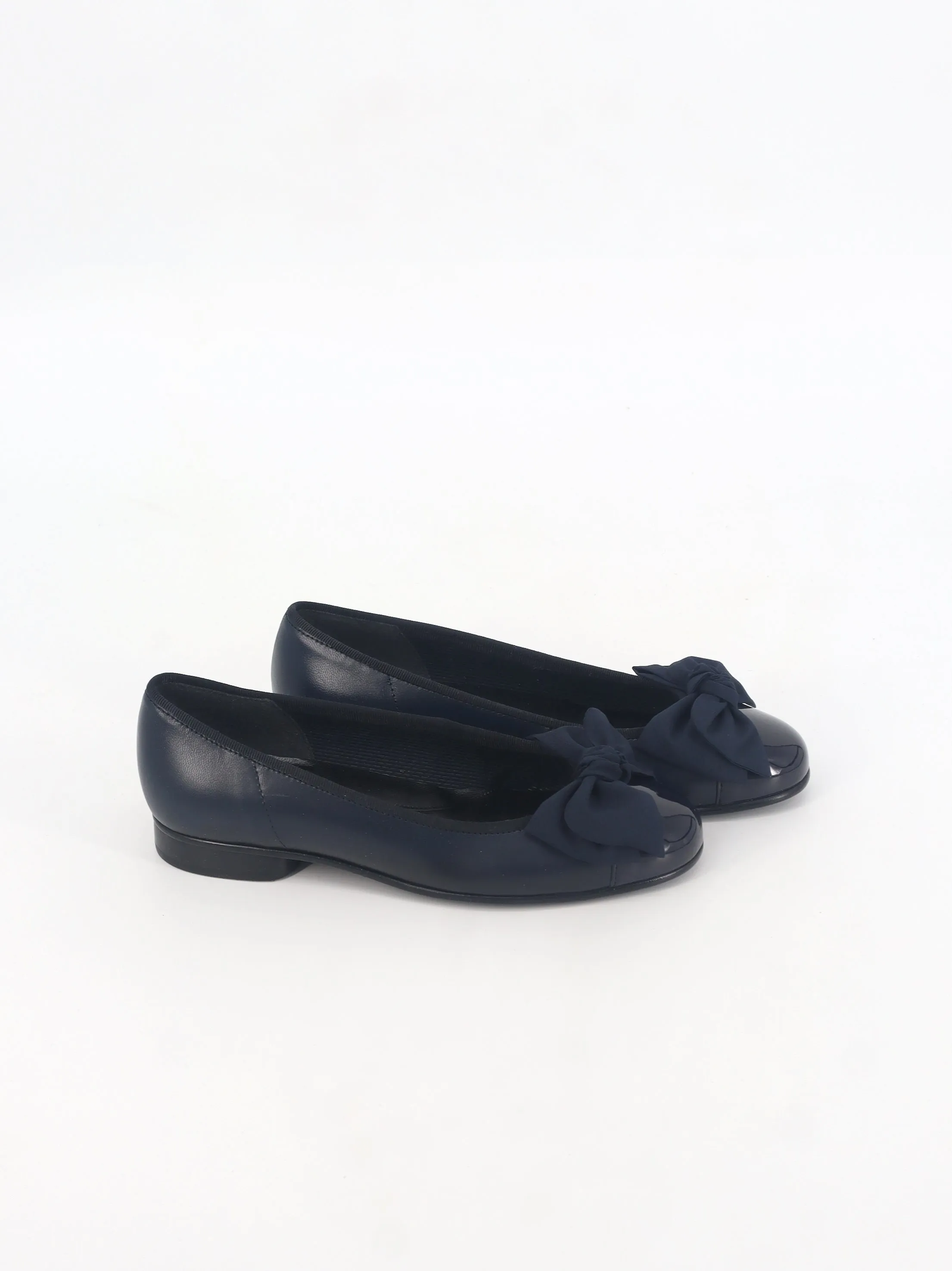 Women's Plain Bow Leather Flat Shoes,Navy Best Flat Sole Workout Shoes