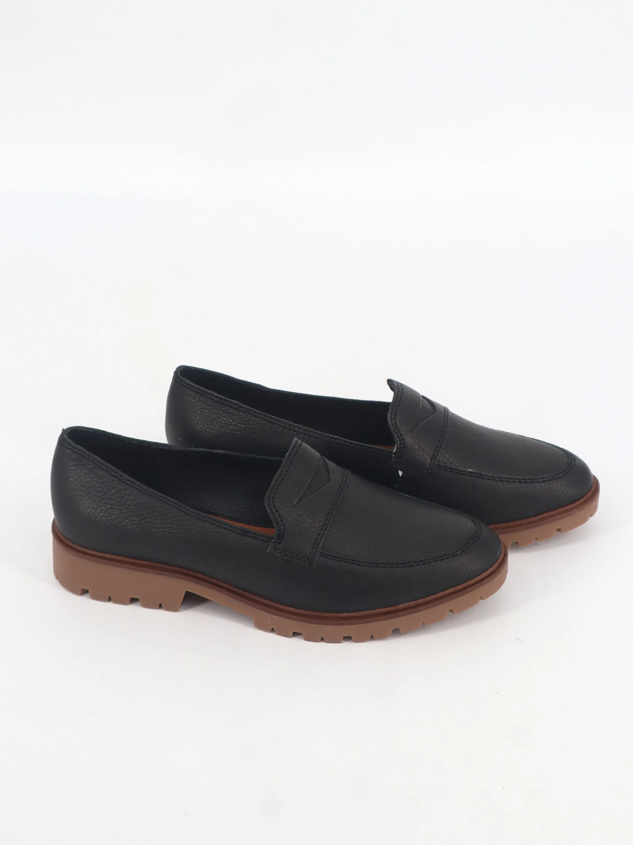 Women's Plain Faux Leather Loafers,Black Flat Shoes Wide
