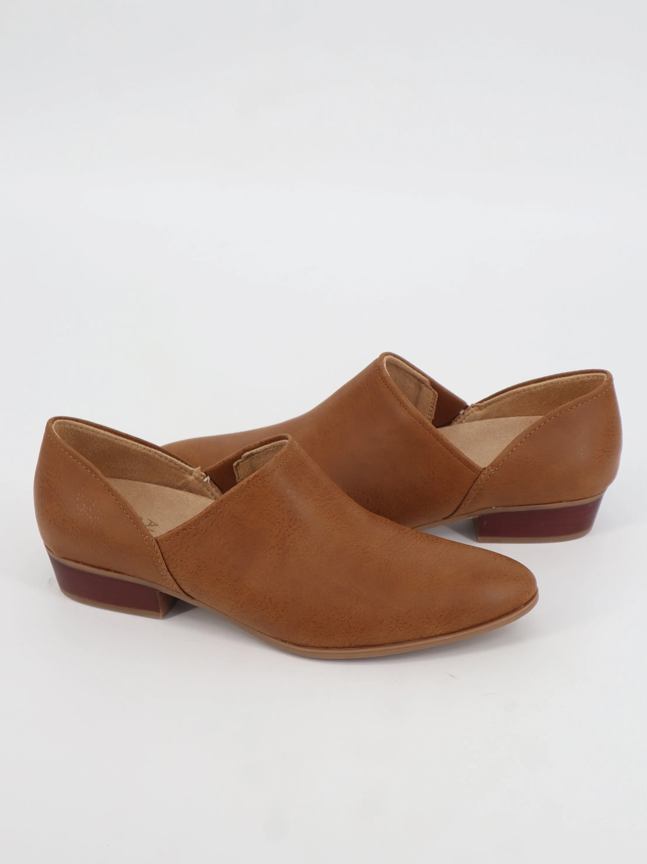 Flat Wedding Shoes For Bride Women's Plain Leather Slip On Shoes,Brown