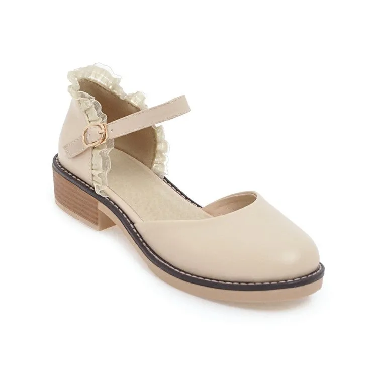 Women's Round Toe Hollow Out Ankle Strap Block Heel Sandals Sandals Nail Spa Sylvania