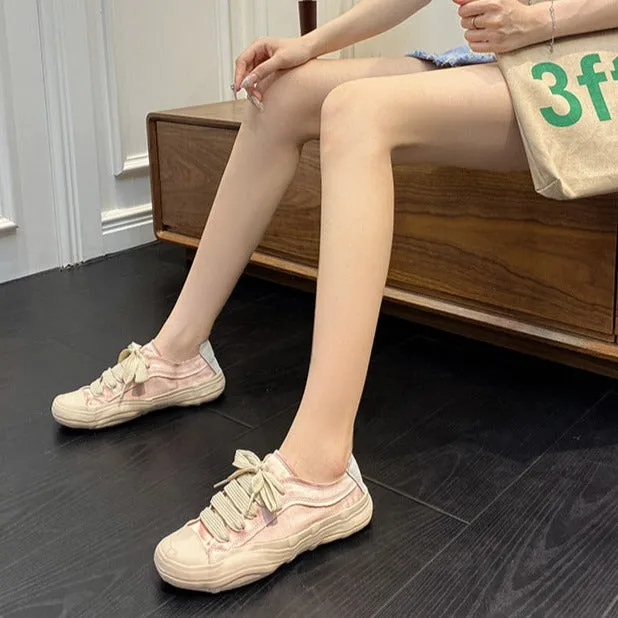 Womens Satin Lace-up Front Sneakers Shoes Circus Sneakers
