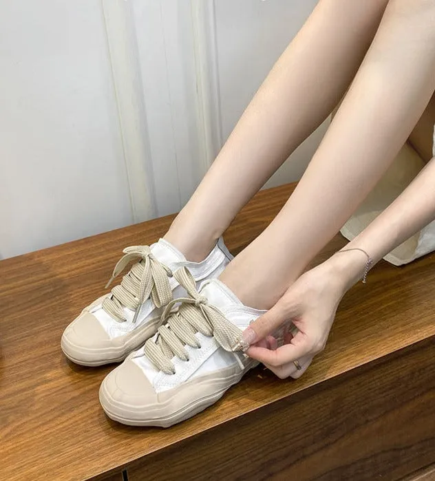 Womens Satin Lace-up Front Sneakers Shoes Weight Training Sneakers