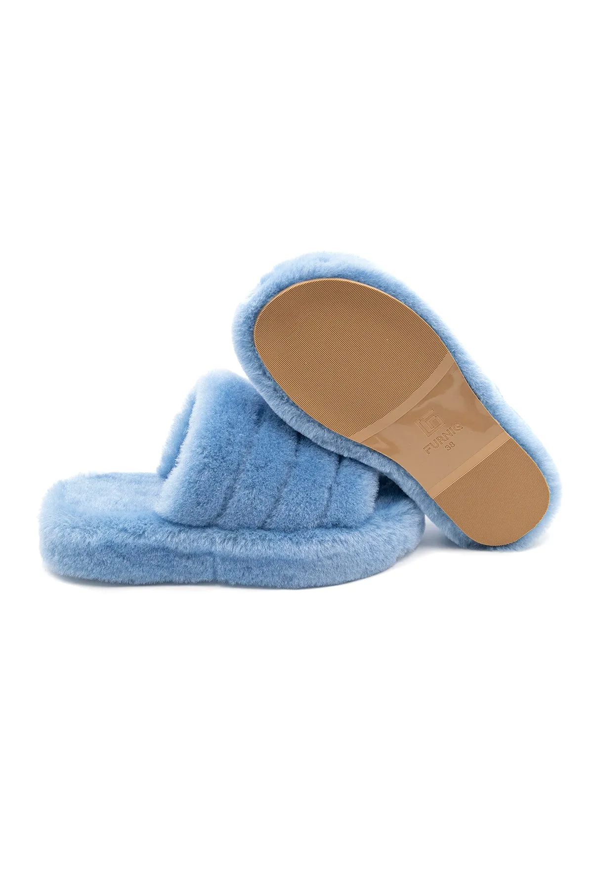 Women's Shearling Slippers, Blue Wool Alpine Slippers