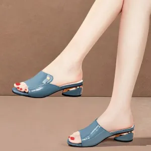 Women's Shoes Fashion Red Sexy xSlippers PU Soft Leather Ladies Comfortable Sandals Heatable Slippers
