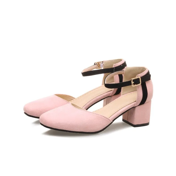 Sandals Ochi Jamaica Reviews Women's Solid Color Round Toe Ankle Wrap Block Heel Sandals