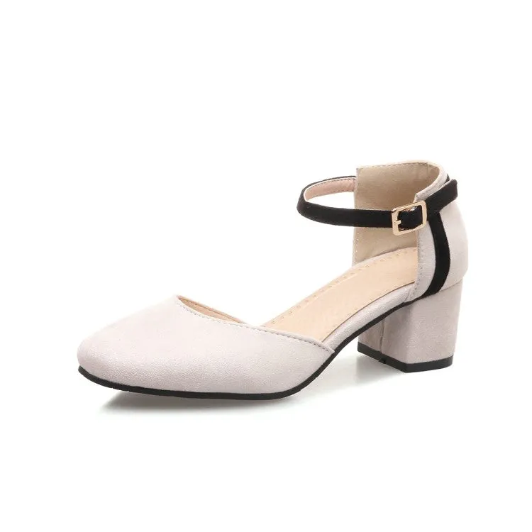 Women's Solid Color Round Toe Ankle Wrap Block Heel Sandals Zerraport Ii Sandals