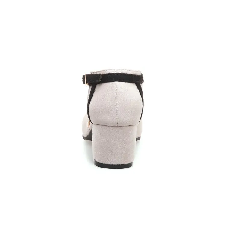 Women's Solid Color Round Toe Ankle Wrap Block Heel Sandals Y2k Sandals