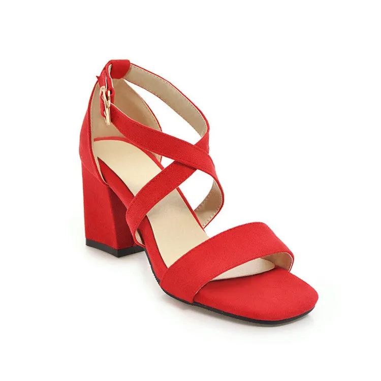 Ugg Jelly Sandals Women's Solid Color Suede Cross Ankle Strap Block Heel Sandals