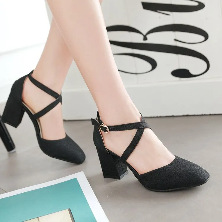 Sandals With Arches Women's Sparkling Closed Toe Ankle Strap Block Heel Sandals