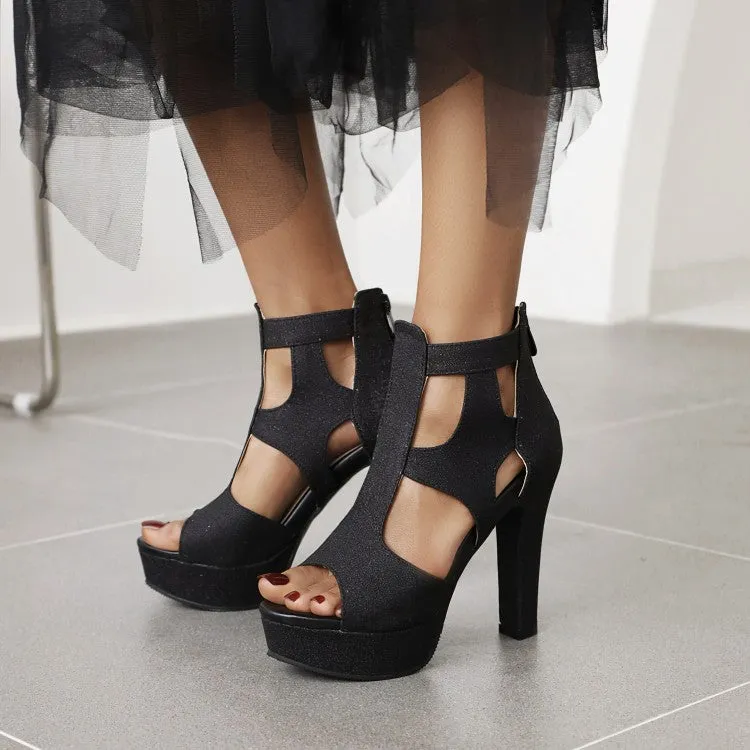 Vans Slide Sandals Women's Sparkling Roman Style Platform Chunky Heel Sandals