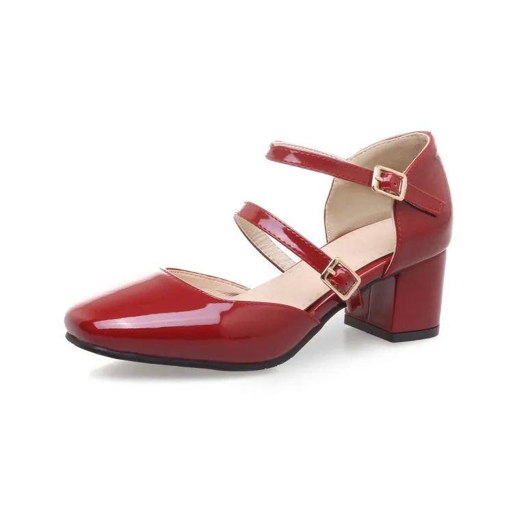 Women's Square Toe Hollow Out Block Heel Sandals Sandals With The Strap