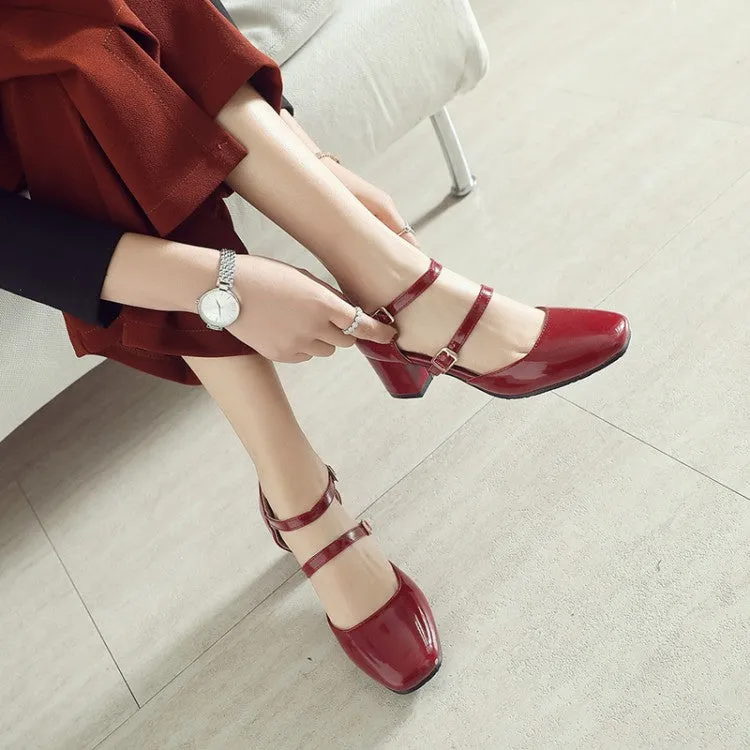 Women's Square Toe Hollow Out Block Heel Sandals Sandals Outlet