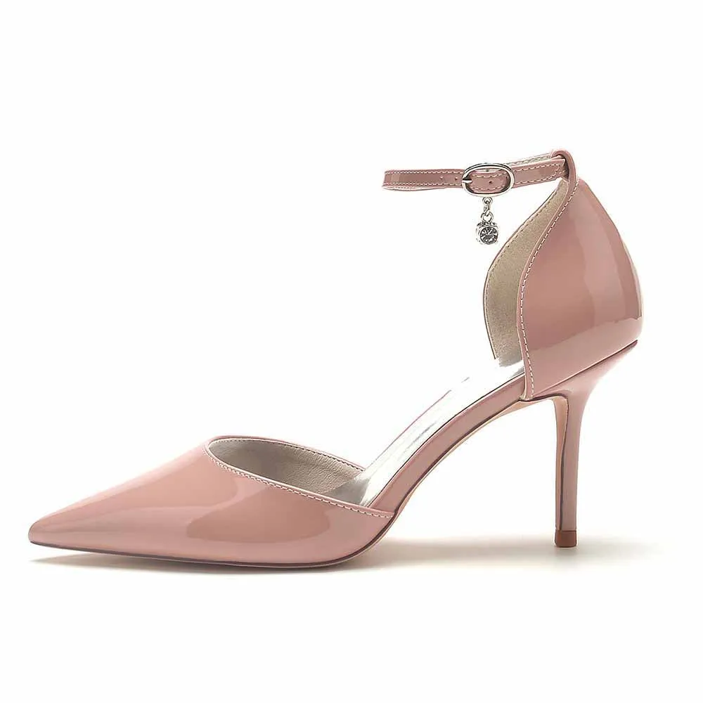 Lite Work Boots Women's Stilettos Ankle Strap Pointed Toe Heels Prom Dress Pumps