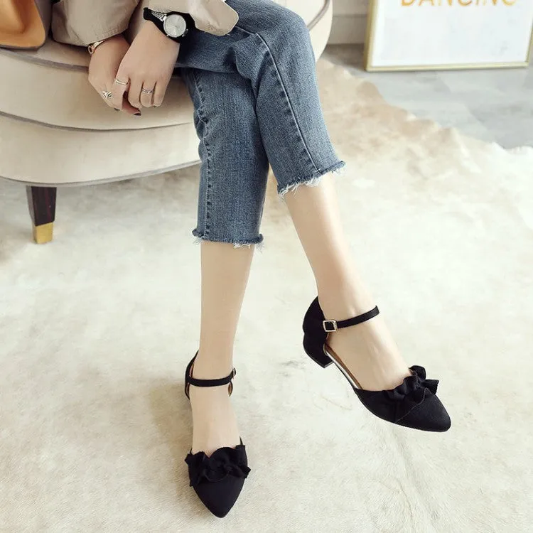 Women's Suede Pointed Toe Ruffles Ankle Strap Block Heel Sandals Sandals Rainbow