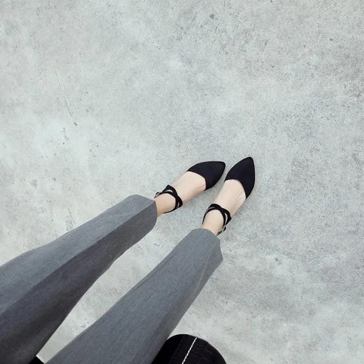 Women's SuedePointed Toe Color Block Ankle Strap Block Heel Sandals Airwalk Sandals