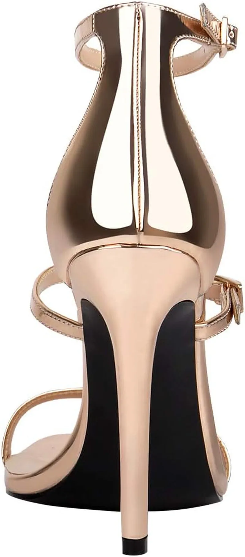Women'S Triple Ankle Strap Strappy High Heel Stiletto Open Toe Sandals Party Wending Dress Evening Shoes Champagne Gold Size 9.5 Wide Fit Sandals