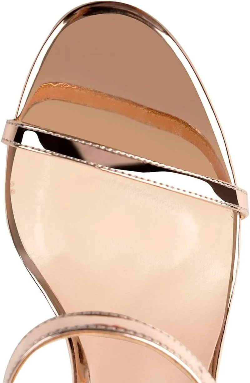 Women'S Triple Ankle Strap Strappy High Heel Stiletto Open Toe Sandals Party Wending Dress Evening Shoes Champagne Gold Size 9.5 Taos Sandals On Sale