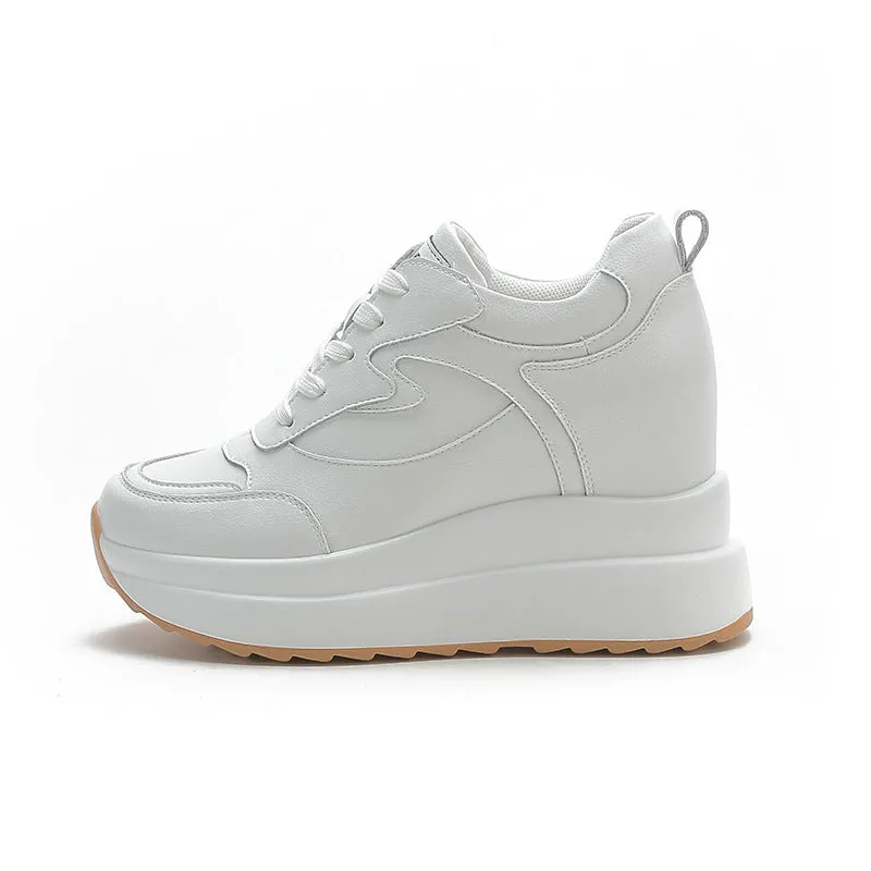 Sneakers Q C Womens Wedge Platform Sneakers High Hidden Heel Sneakers