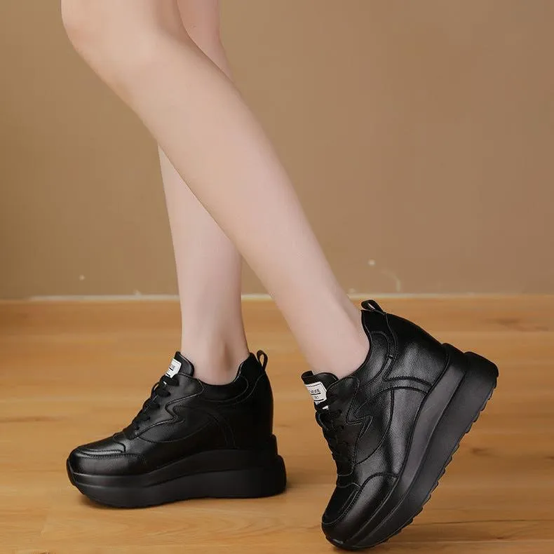 Womens Wedge Platform Sneakers High Hidden Heel Sneakers High Arch Running Sneakers