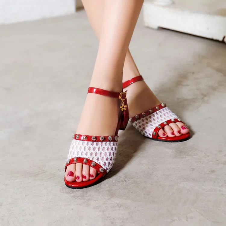 Women's's Color Block Metal Decor Buckle Strap Chunky Heel Sandals Sandals Sailor Moon