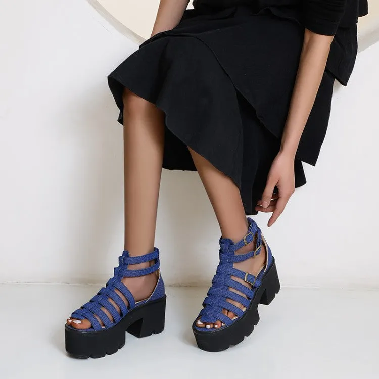 Powerstep Sandals Women's's Hollow Out Ankle Strap Buckle Thick Sole Chunky Heel Platform Sandals