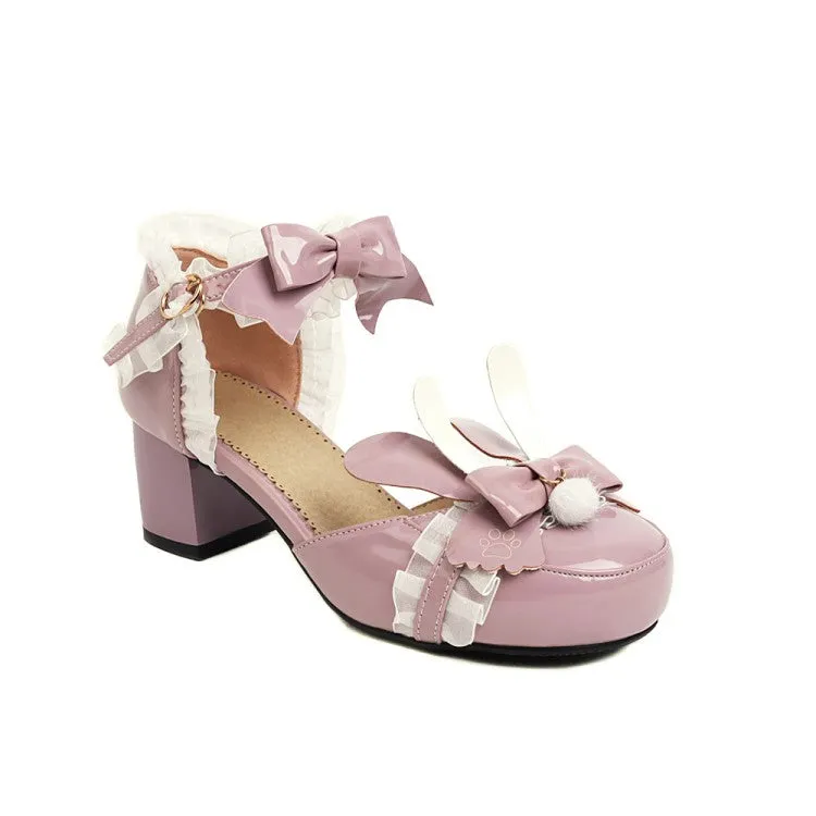 Women's's Lolita Closed Toe Butterfly Knot Lace Mid Block Heel Sandals Sandals Grande Saint Lucia