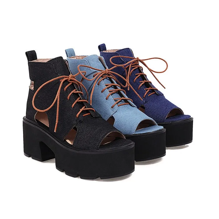 Women's's Open Toe Denim Platform Sandals Sandals Ochos Rios