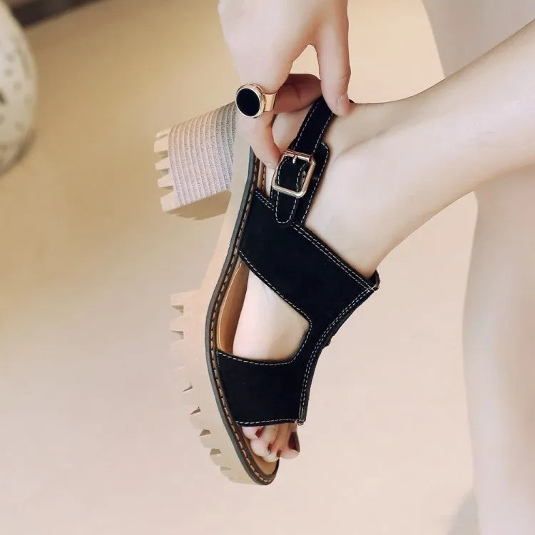 Women's's Wrap Strap Chunky Heel Platform Sandals Sandals Honeymoon Package