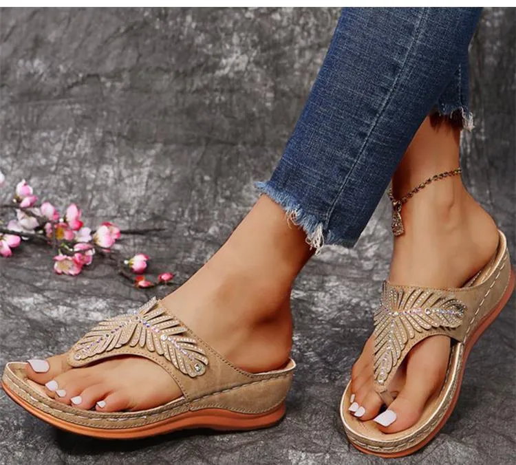 Yeknu Women Sandals Soft Wedge Heels Sandals Summer Shoes Women Flip Flops Wedges Shoes For Women Summer Footwear Heel Chaussure Femme Flip Flops With Soft Toe Post