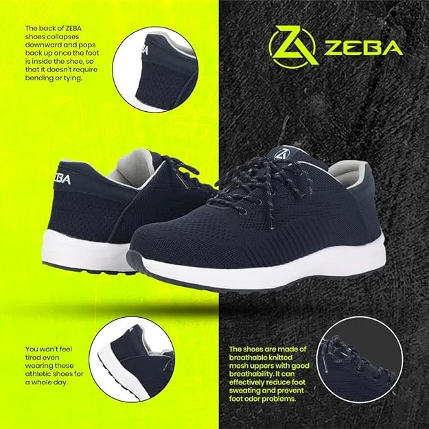 Zeba Men's Hands Free Slip on Husky Walking Sneakers Lace Shoes Sneakers
