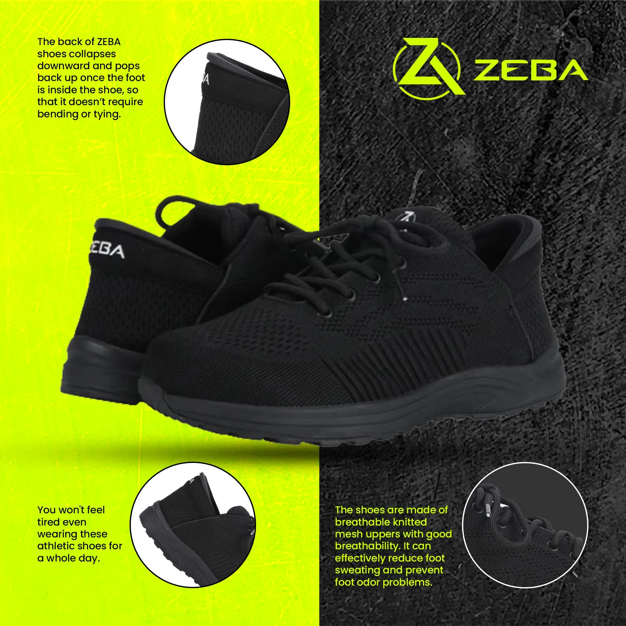 Best Trail Sneakers Zeba Men's Hands Free Slip on Husky Walking Sneakers