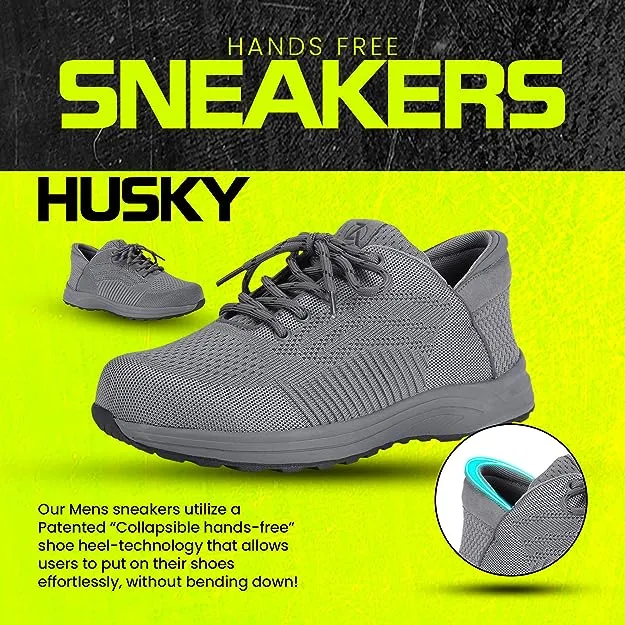Zeba Men's Hands Free Slip on Husky Walking Sneakers Lowmel Sneakers