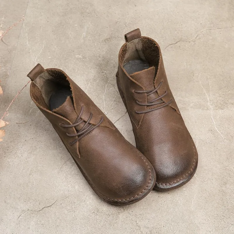 Anne's Oxford Zero Drop Lace-Up Soft Barefoot Ankle Booties Casual Work Combat Boots Mori Girl Designer Shoes Brush-Off